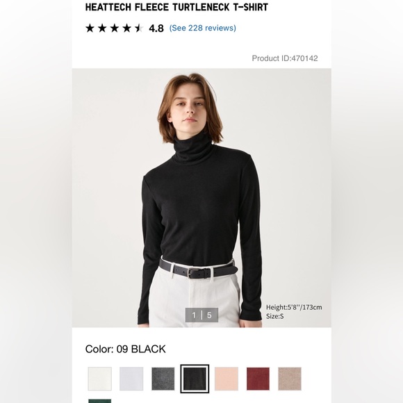 Uniqlo HEATTECH FLEECE TURTLENECK T-SHIRT - Picture 3 of 3